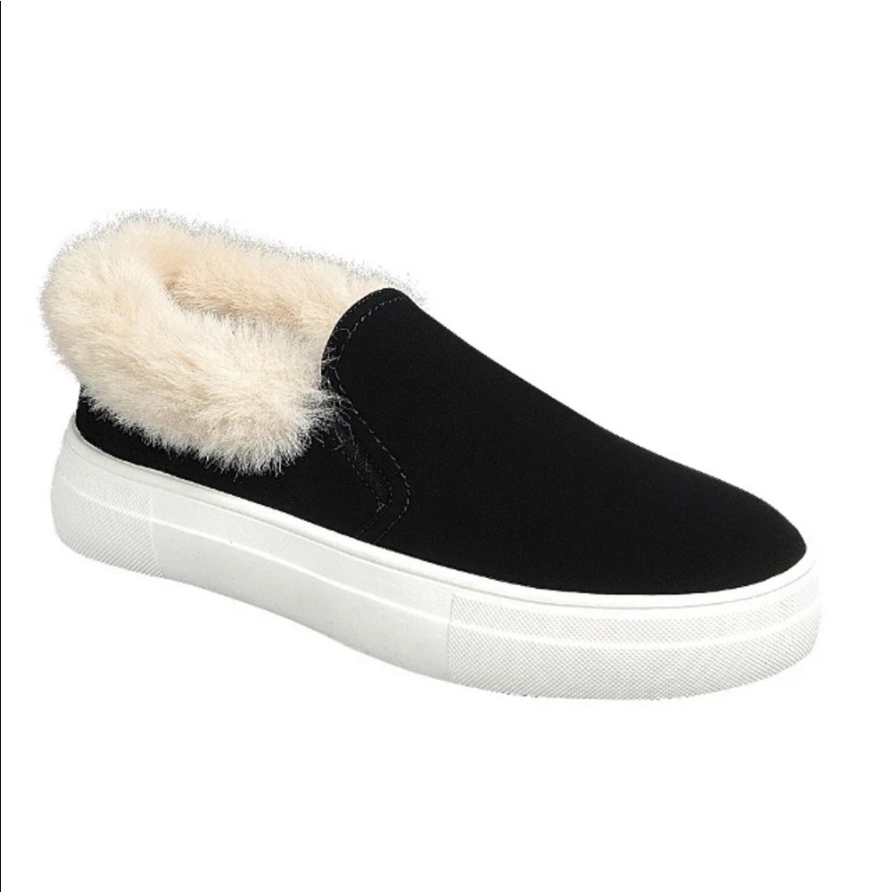 Forever black fur lined slip on